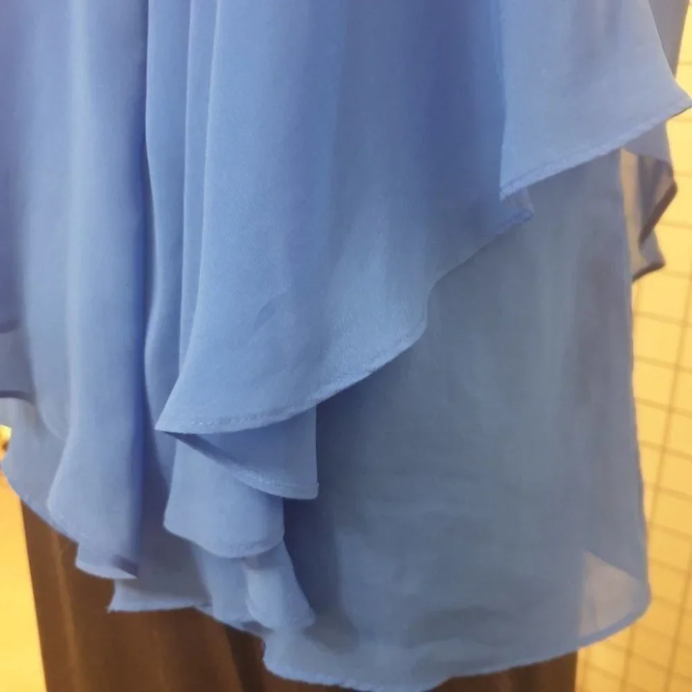 FOREVER NEW Blue V-Neck Layered Flowy Top AU-8 w/ Adjustable Spaghetti Straps - Picture 9 of 15